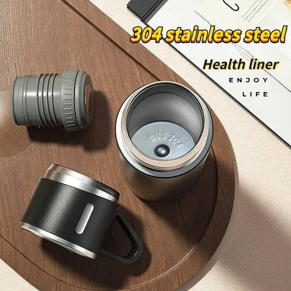 3-in-1 Vacuum Insulated Thermal Flask Set with Matching Cups