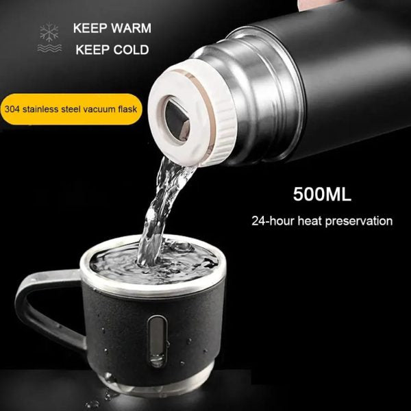 3-in-1 Vacuum Insulated Thermal Flask Set with Matching Cups