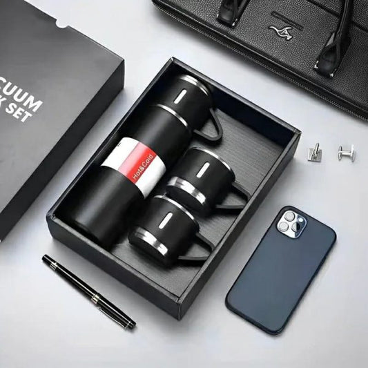 3-in-1 Vacuum Insulated Thermal Flask Set with Matching Cups
