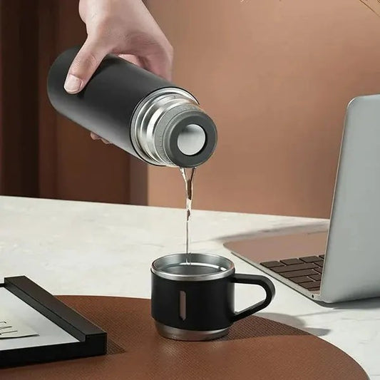 3-in-1 Vacuum Insulated Thermal Flask Set with Matching Cups