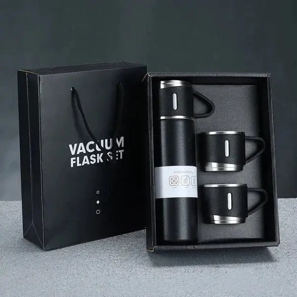 3-in-1 Vacuum Insulated Thermal Flask Set with Matching Cups